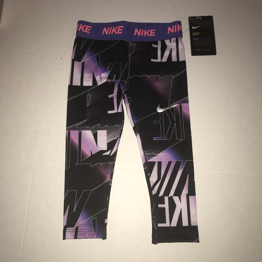 Nike Dri-FIT Tights Toddler Girls Sz 2T Purple Pink White Logo BNWT Great GIFT!